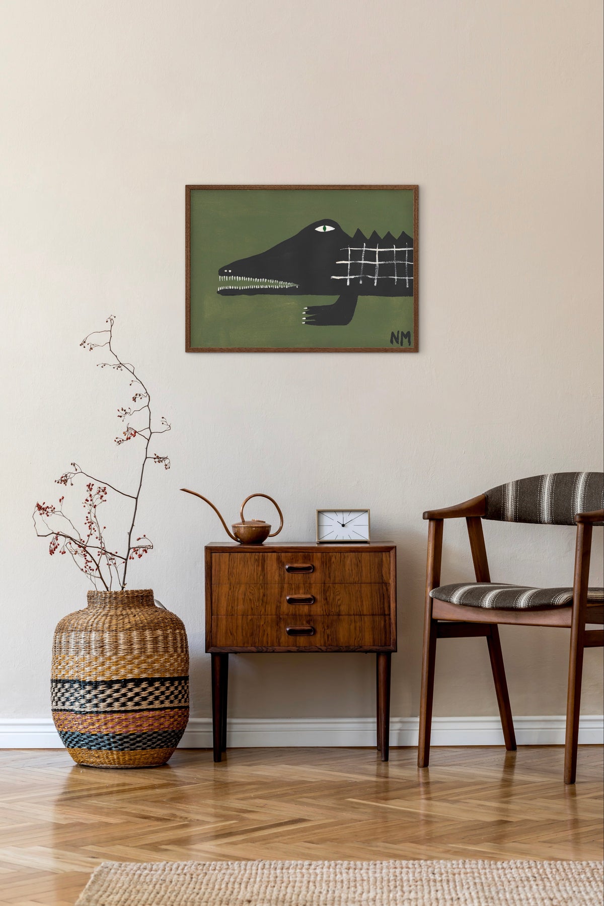 Black crocodile print.