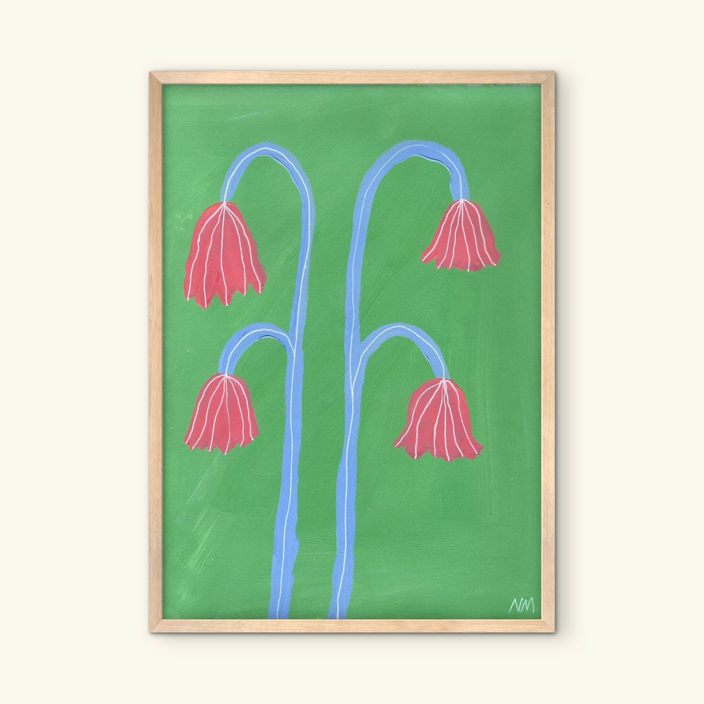 Pink flowers in the grass print.