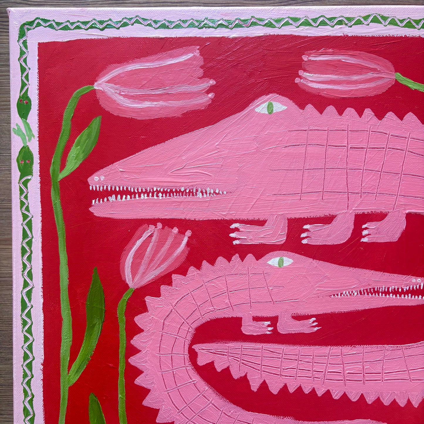 Pink crocodiles in bloom.