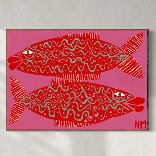 Two very fancy fish print.
