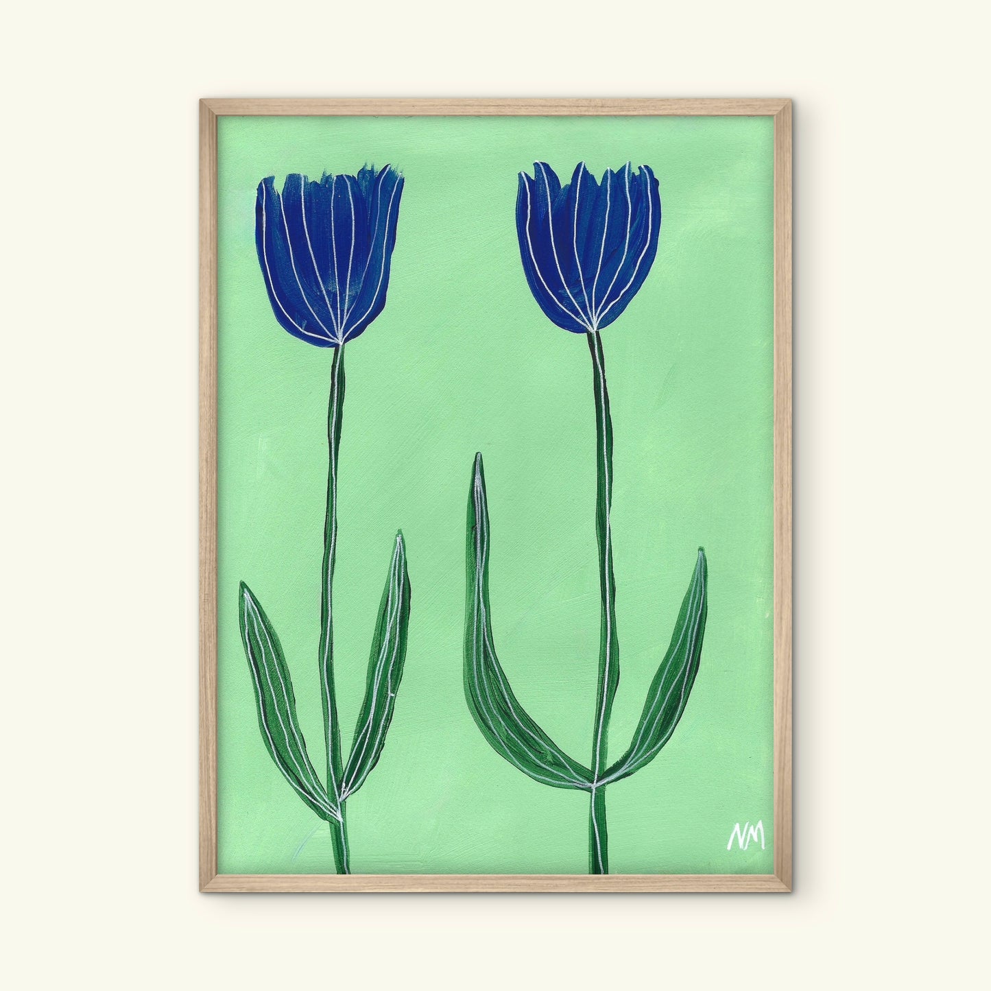 Two blue flowers print.