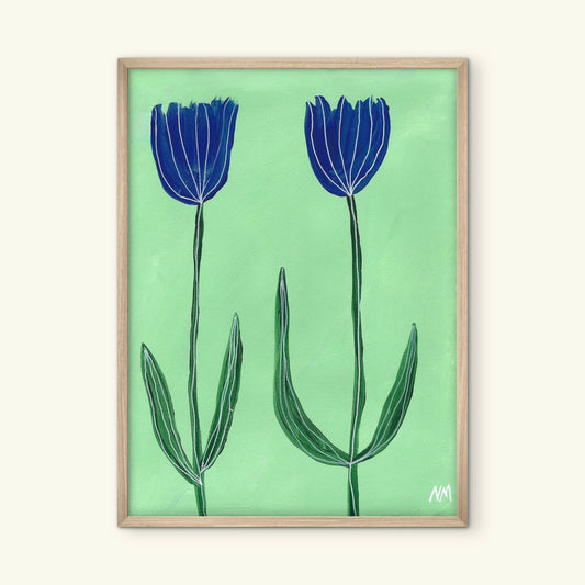 Two blue flowers print.