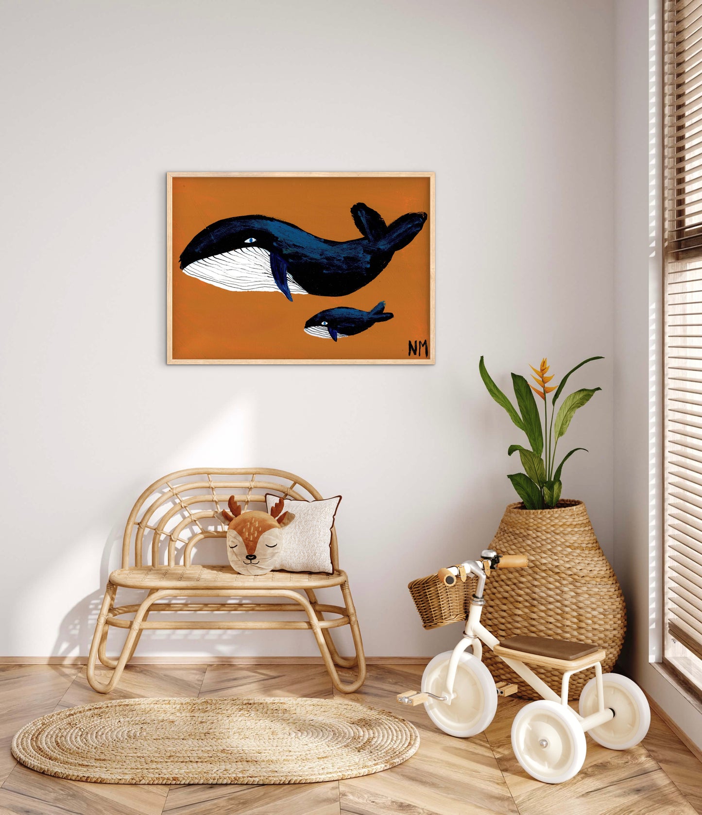 Whale family one print.
