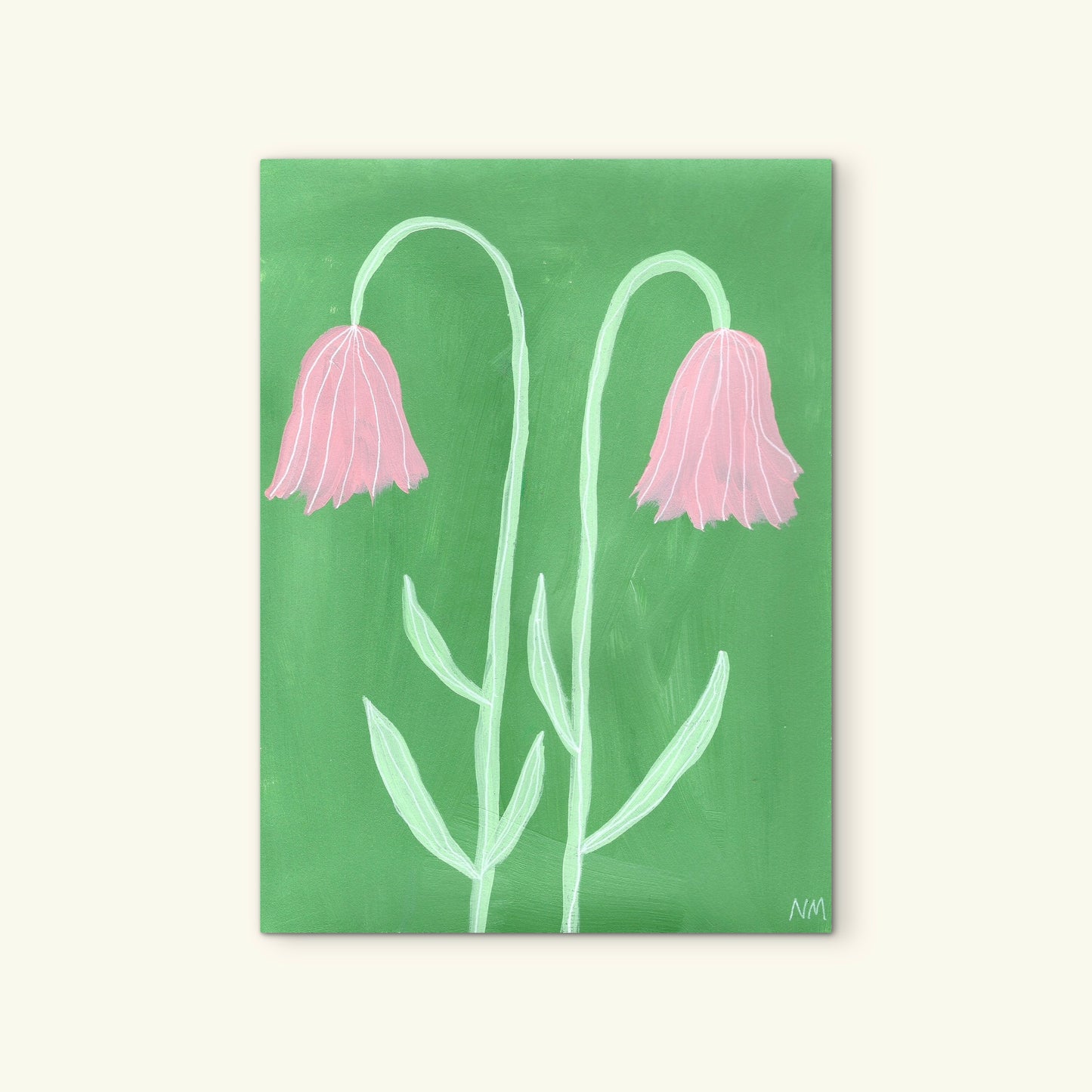 Two pink flowers print.