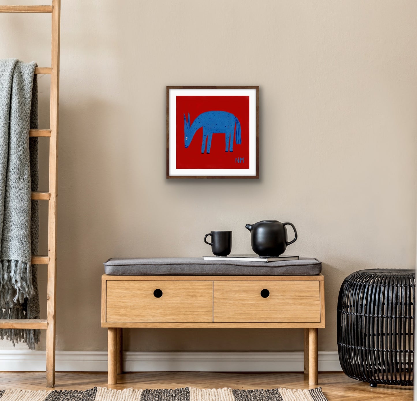 Blue donkey print.
