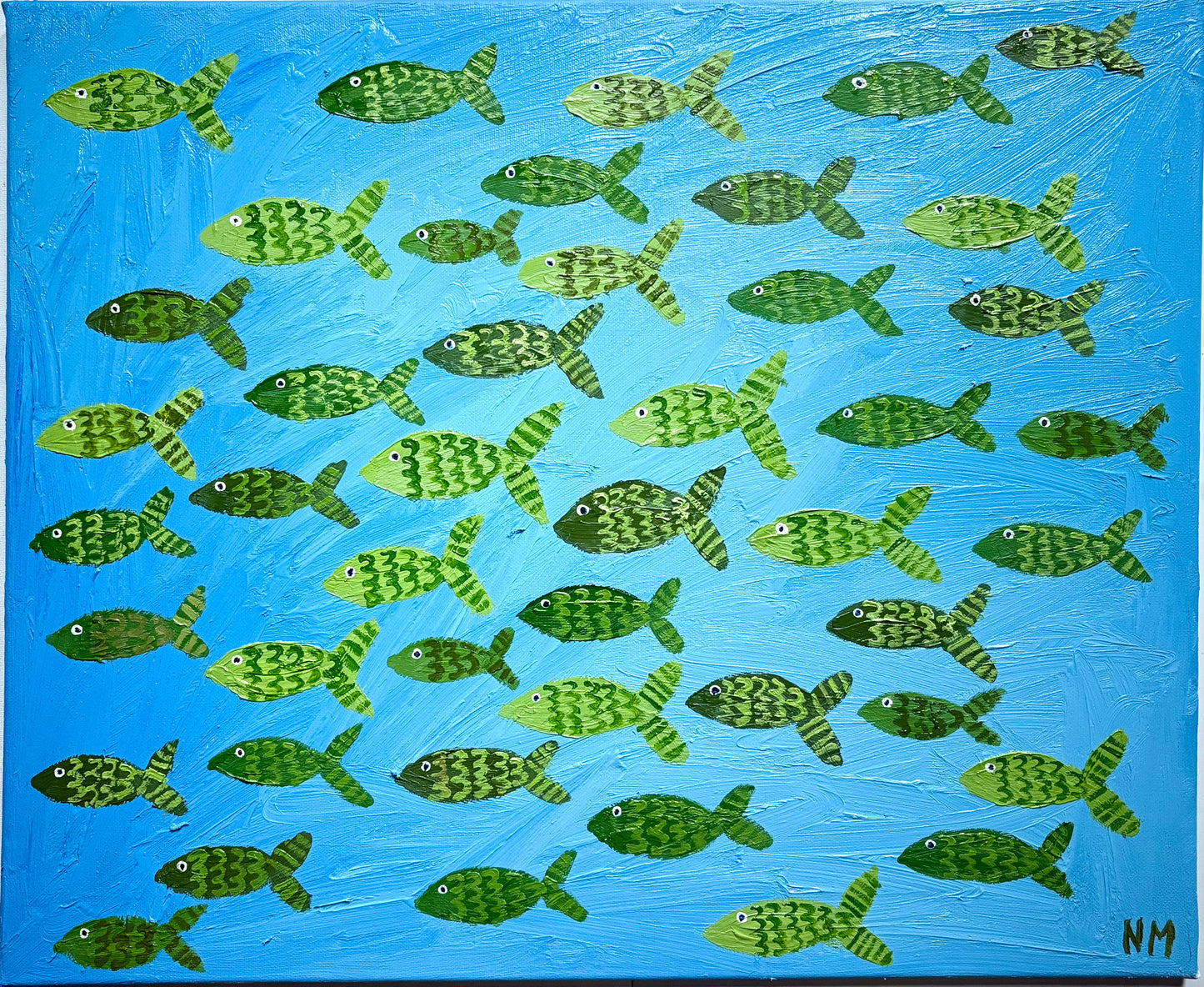 Green fish in the sea.