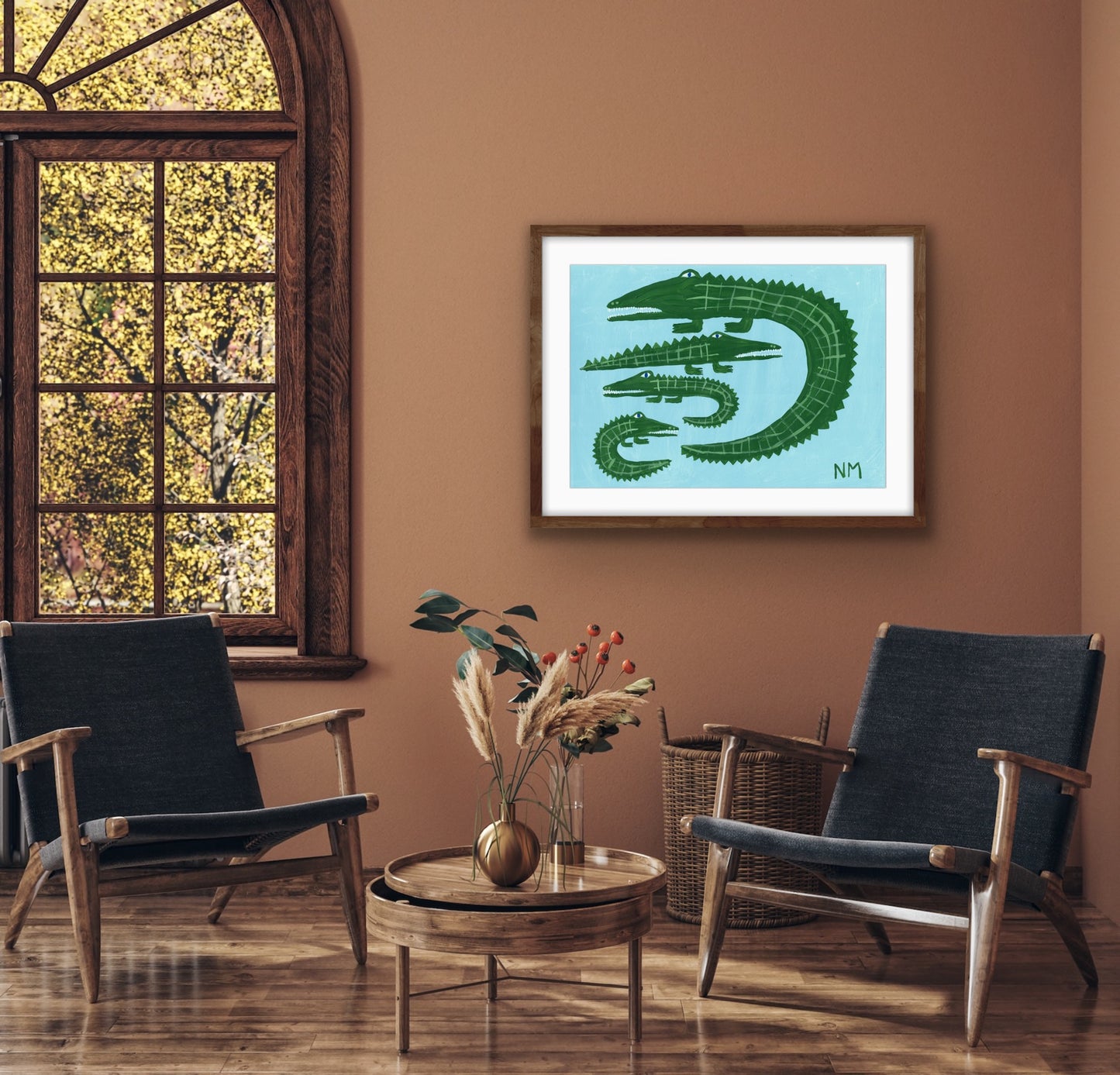 Three baby crocodiles print.