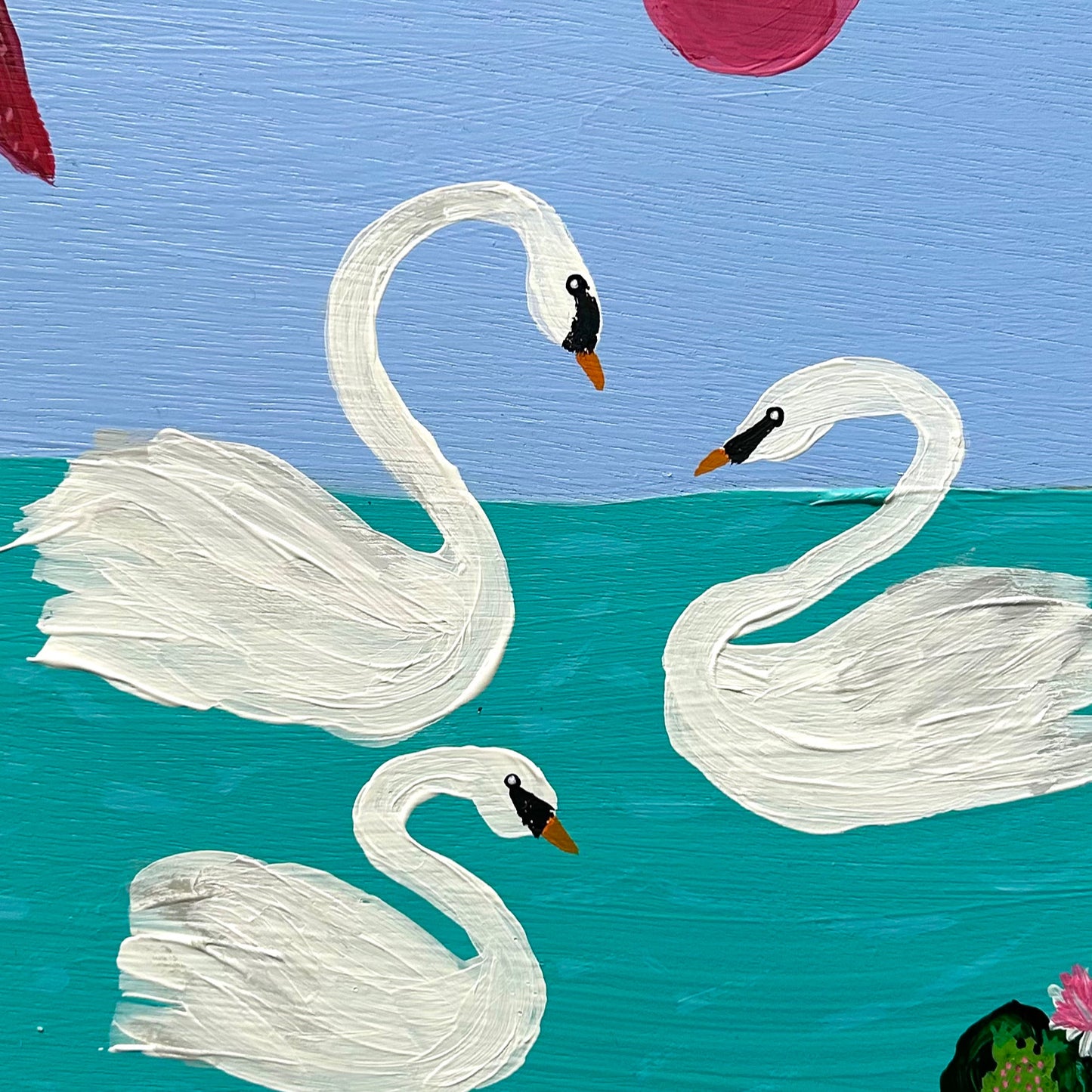 Three swans and a duck