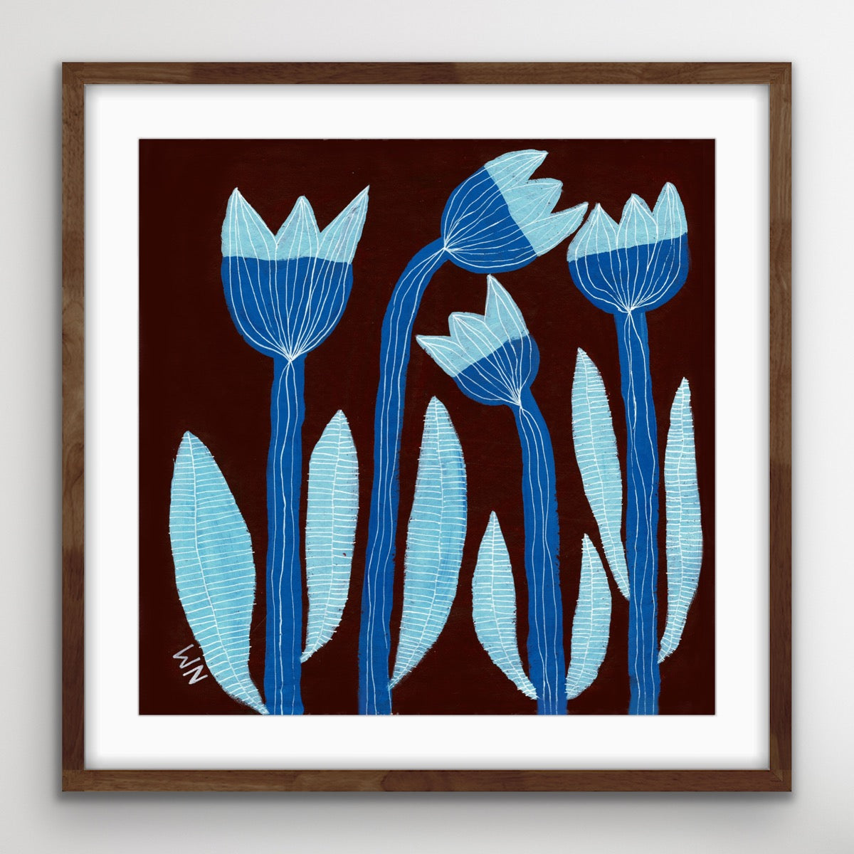 Blue flowers print.