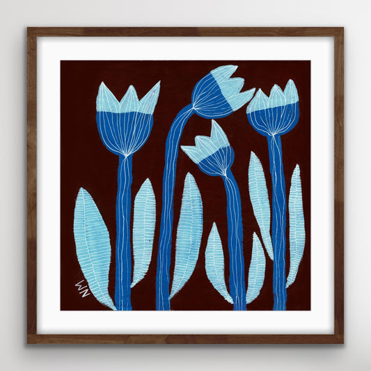 Blue flowers print.