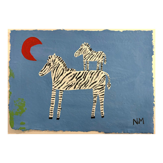 Zebras in the red moon.
