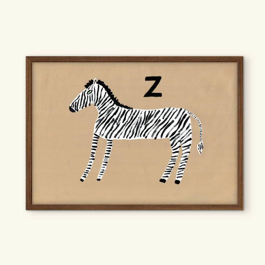 Alphabet Z Zebra Print.