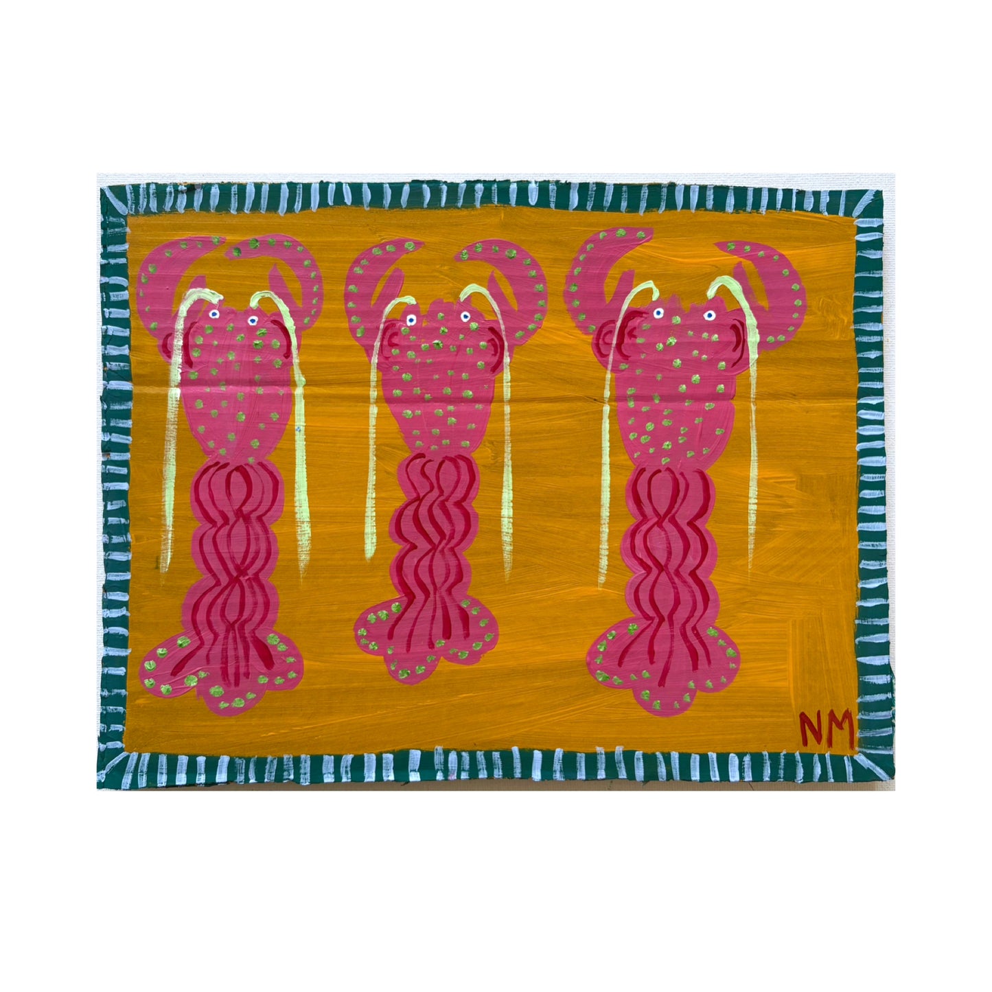 Three pink lobsters.