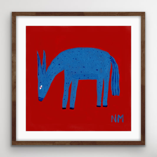 Blue donkey print.