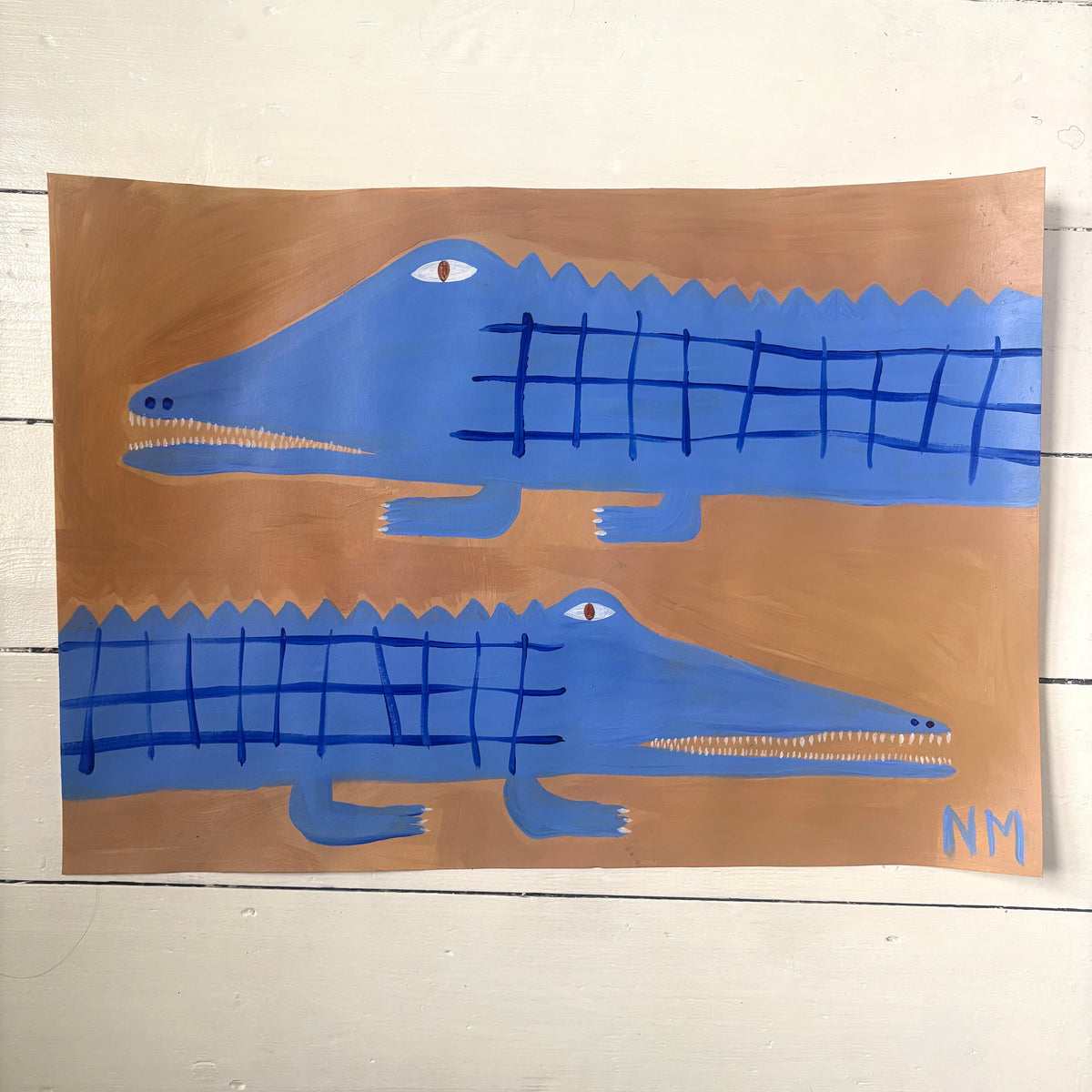 Two blue crocodiles.