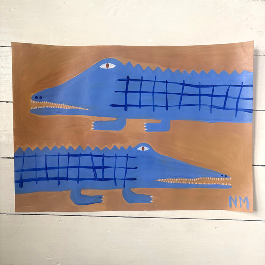 Two blue crocodiles.