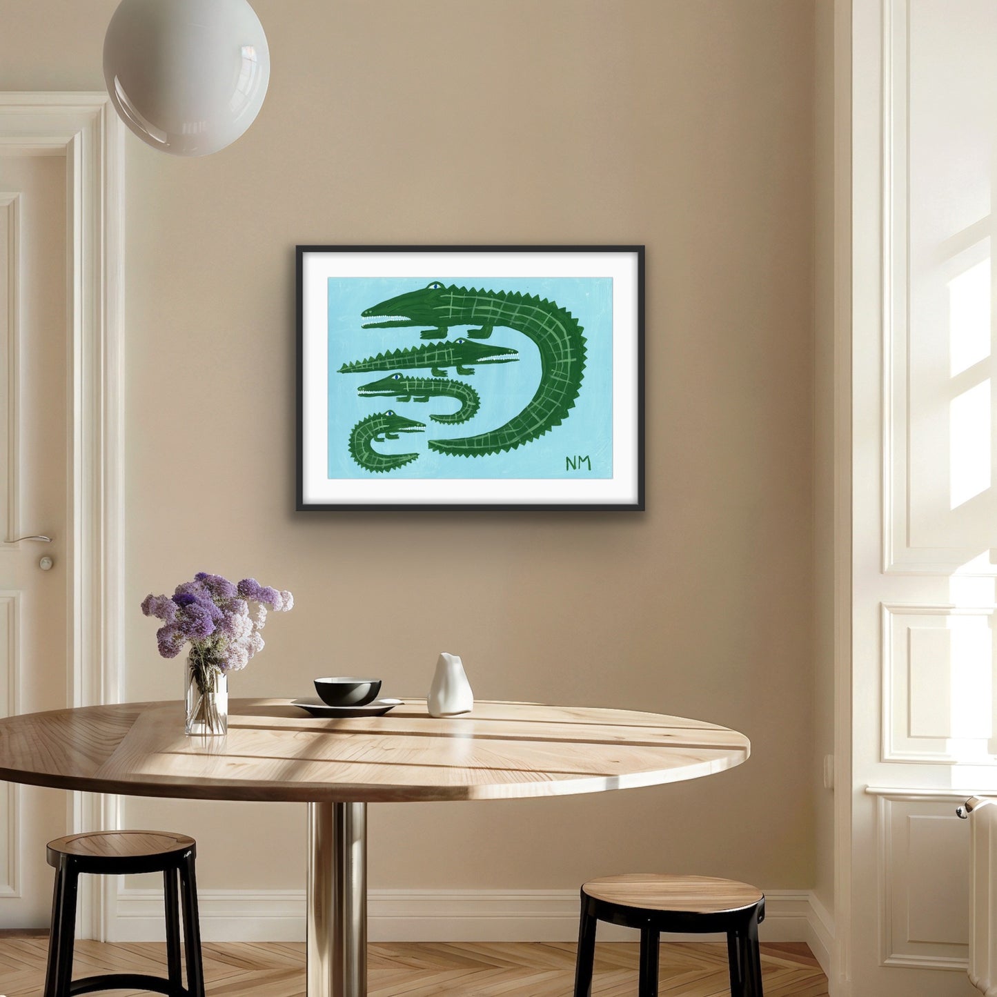Three baby crocodiles print.