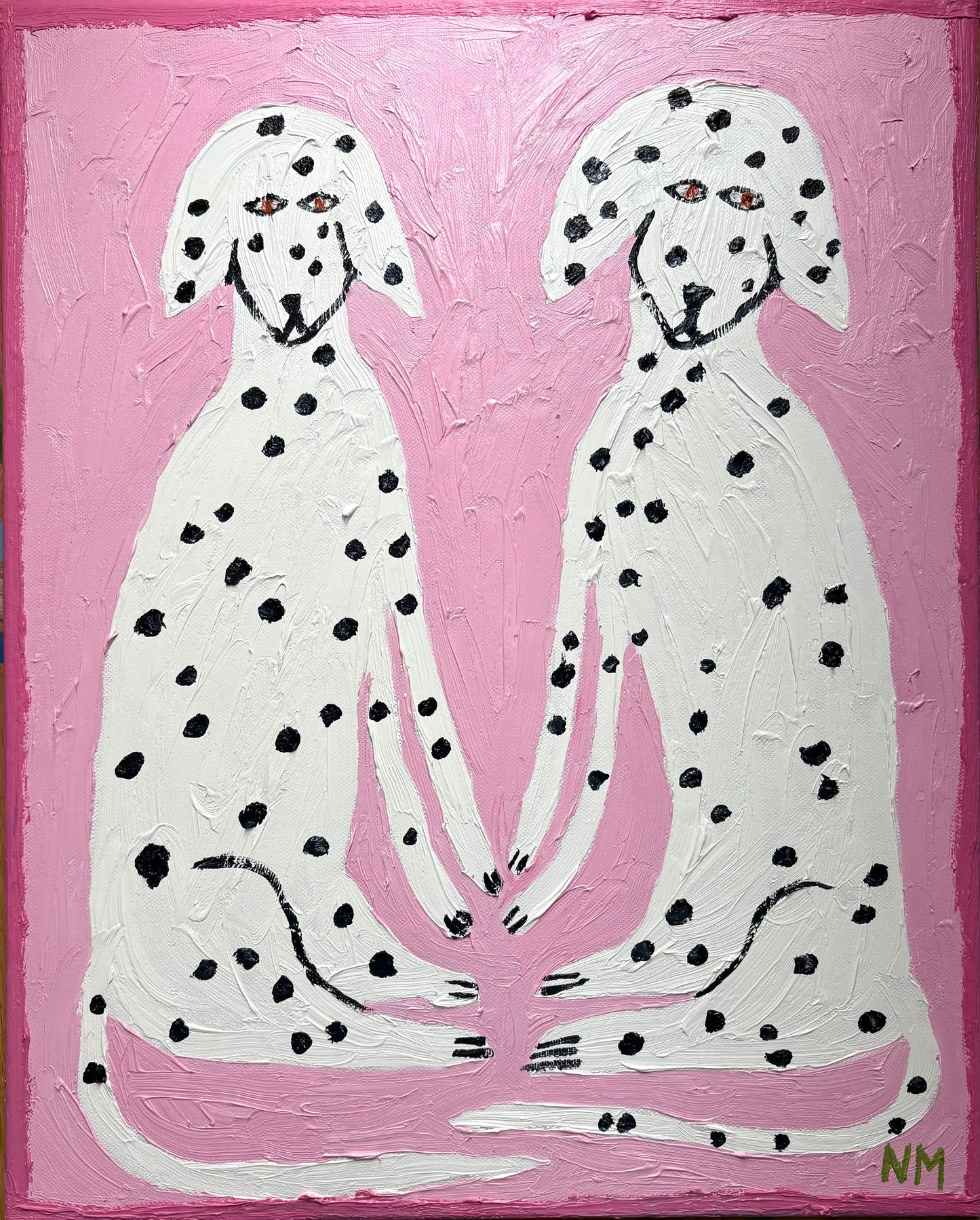 Dalmatians on pink.