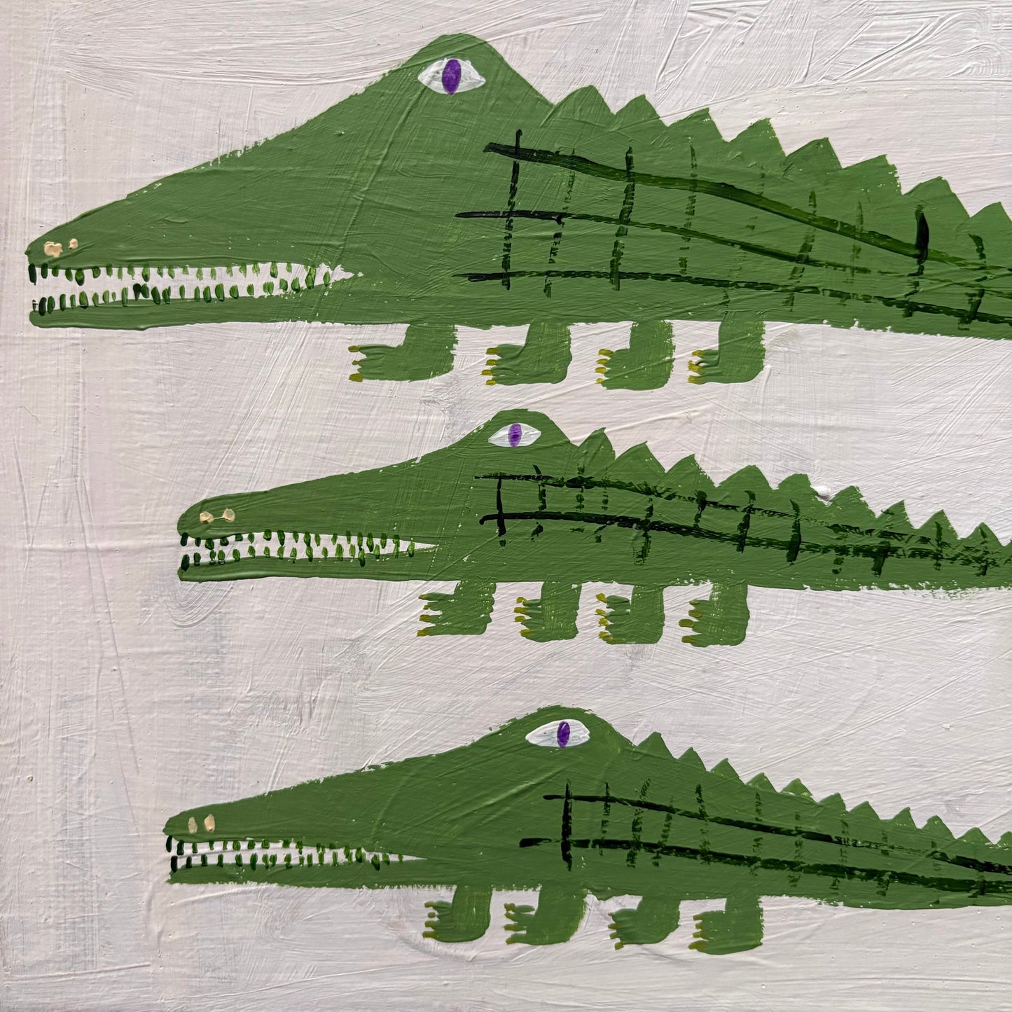 Crocodiles on white