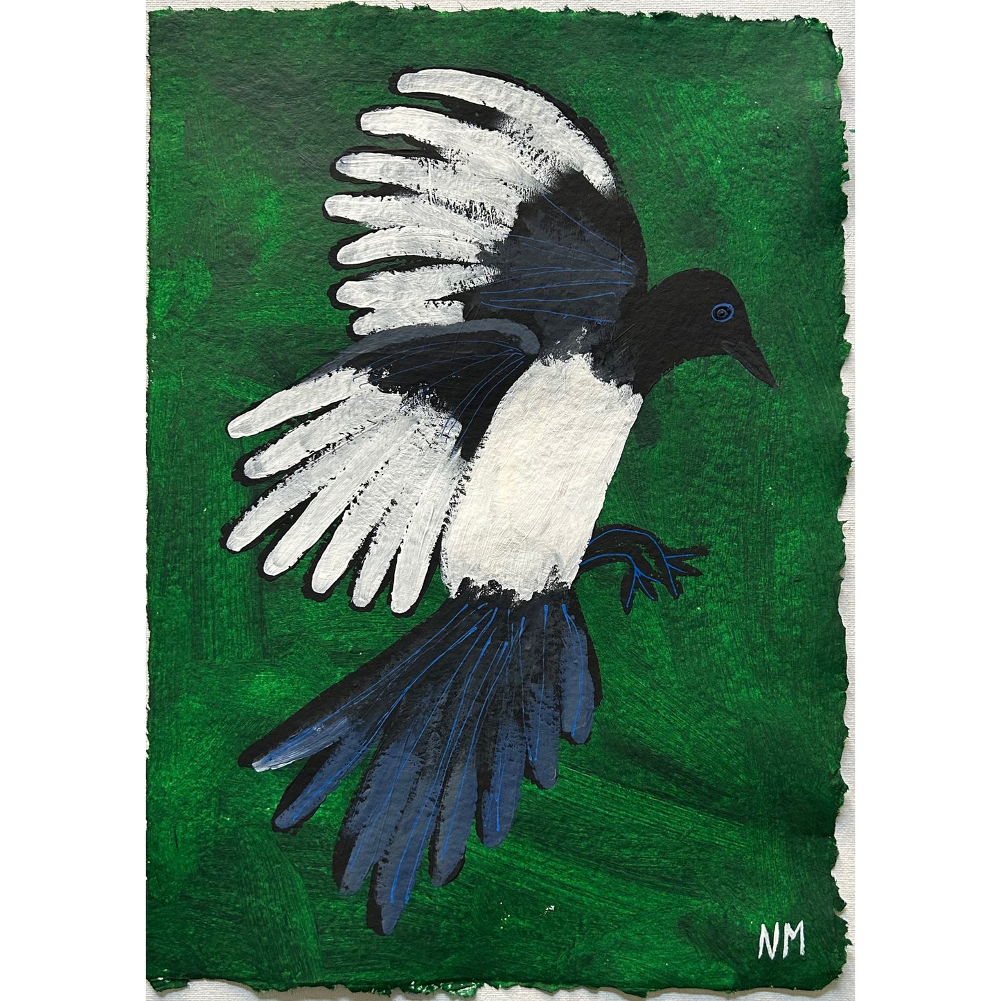 Magpie on green