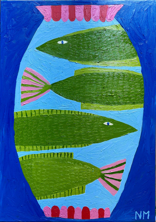Green fish vase.