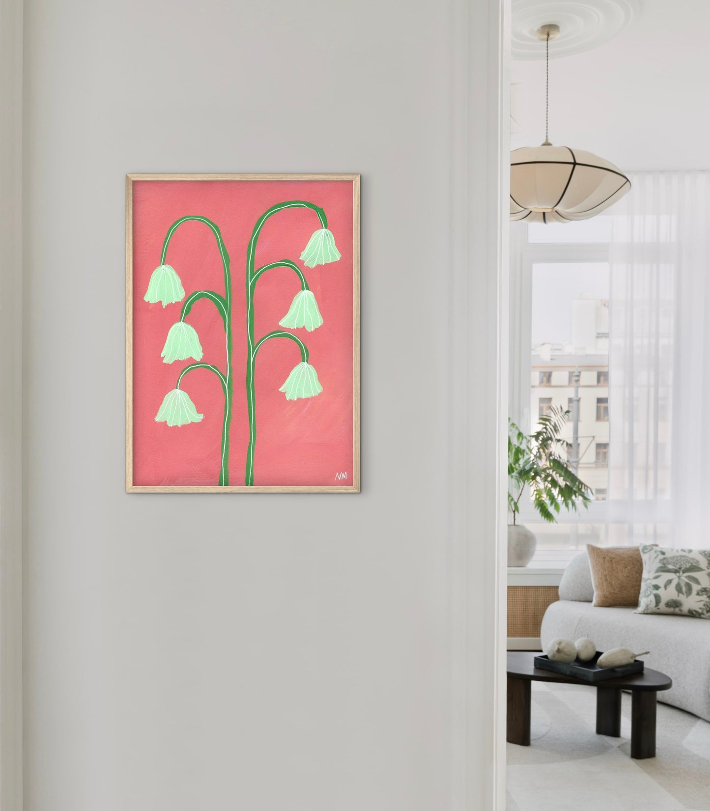 Snow drops on pink.