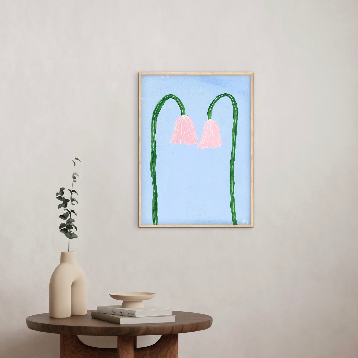 Pink tulips print.