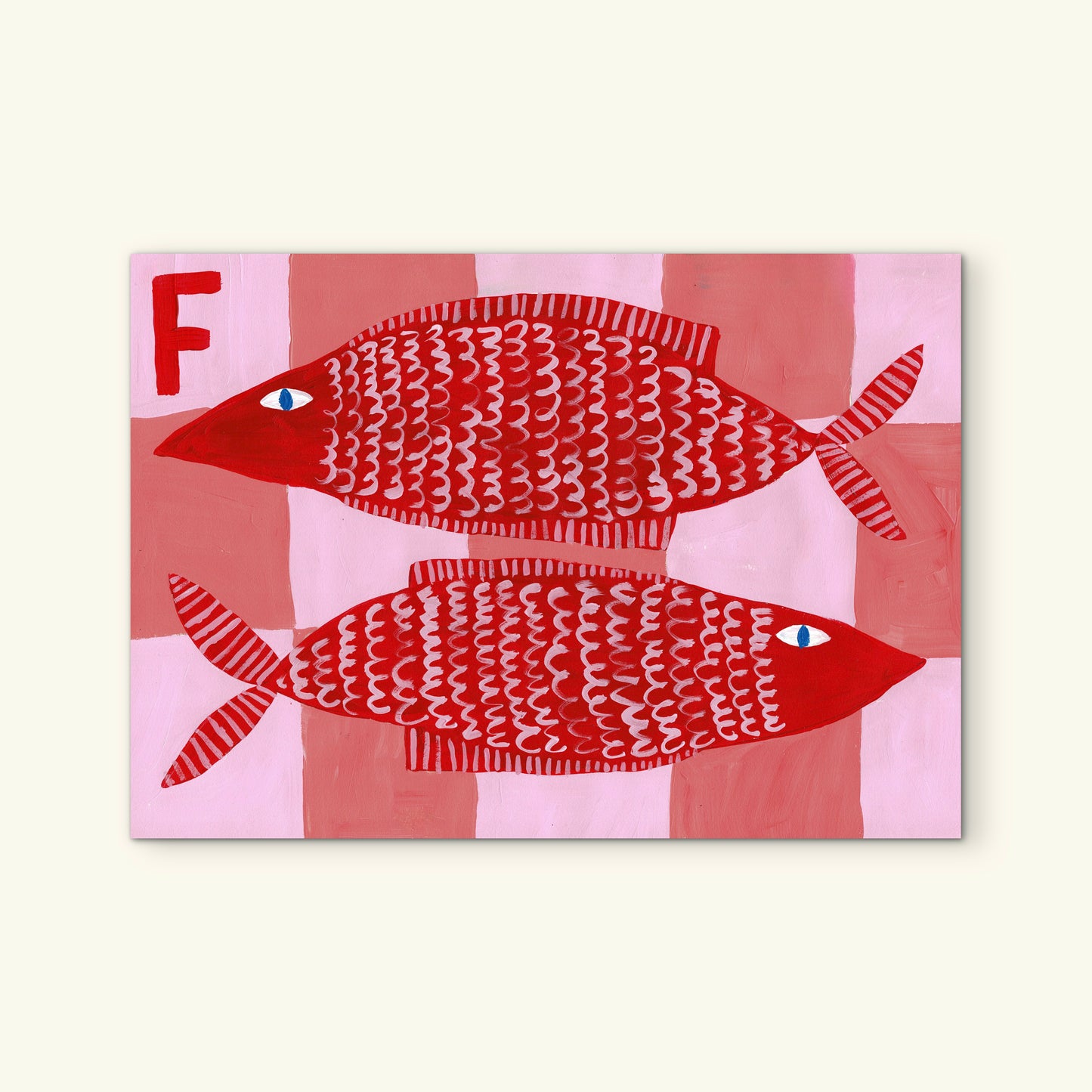 Alphabet F Fish Print- Pink.
