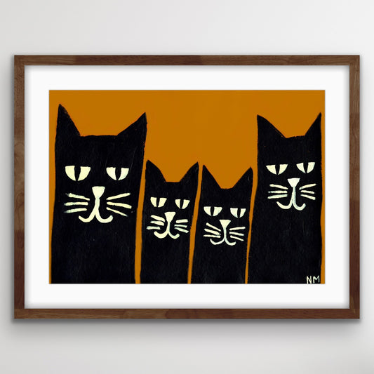 Black cat family print.