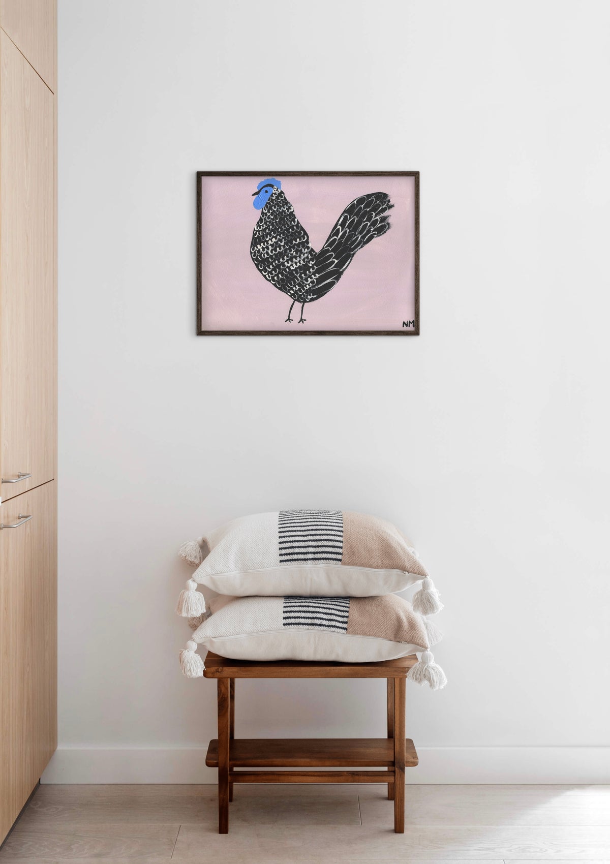 Black chicken print.