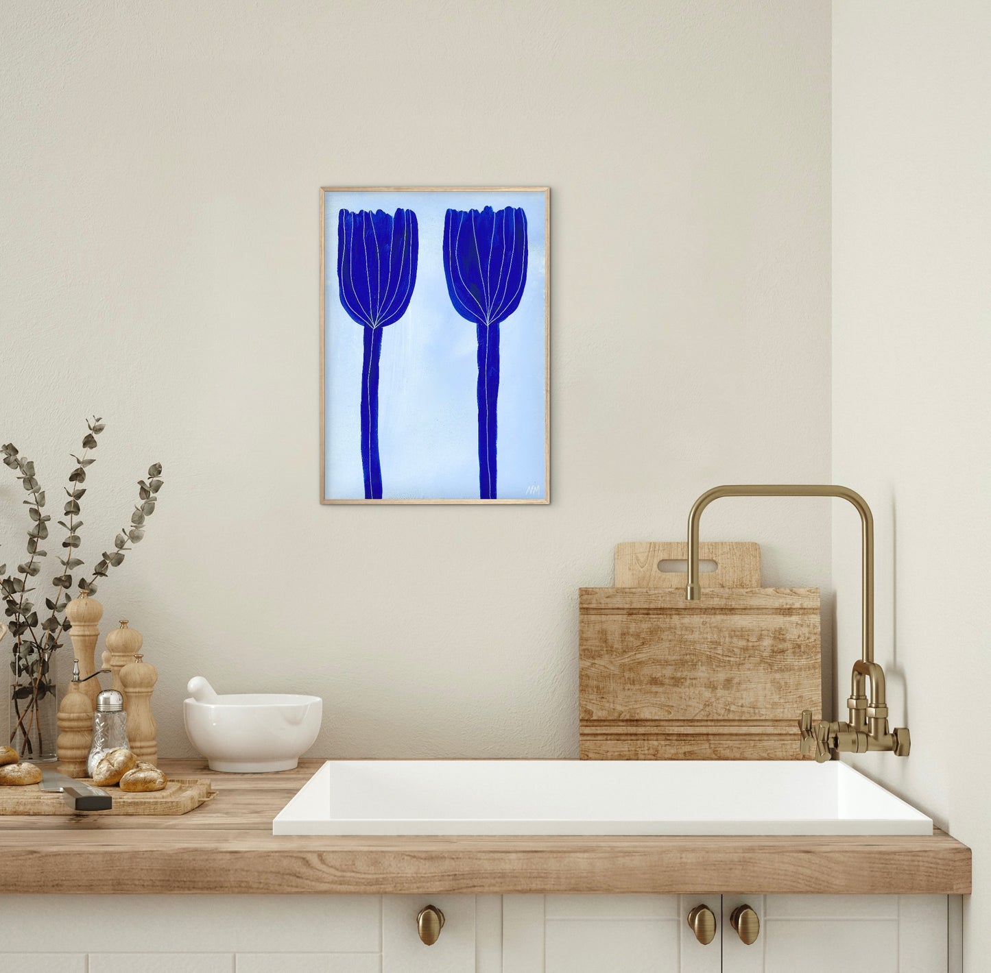 Blue tulips print.