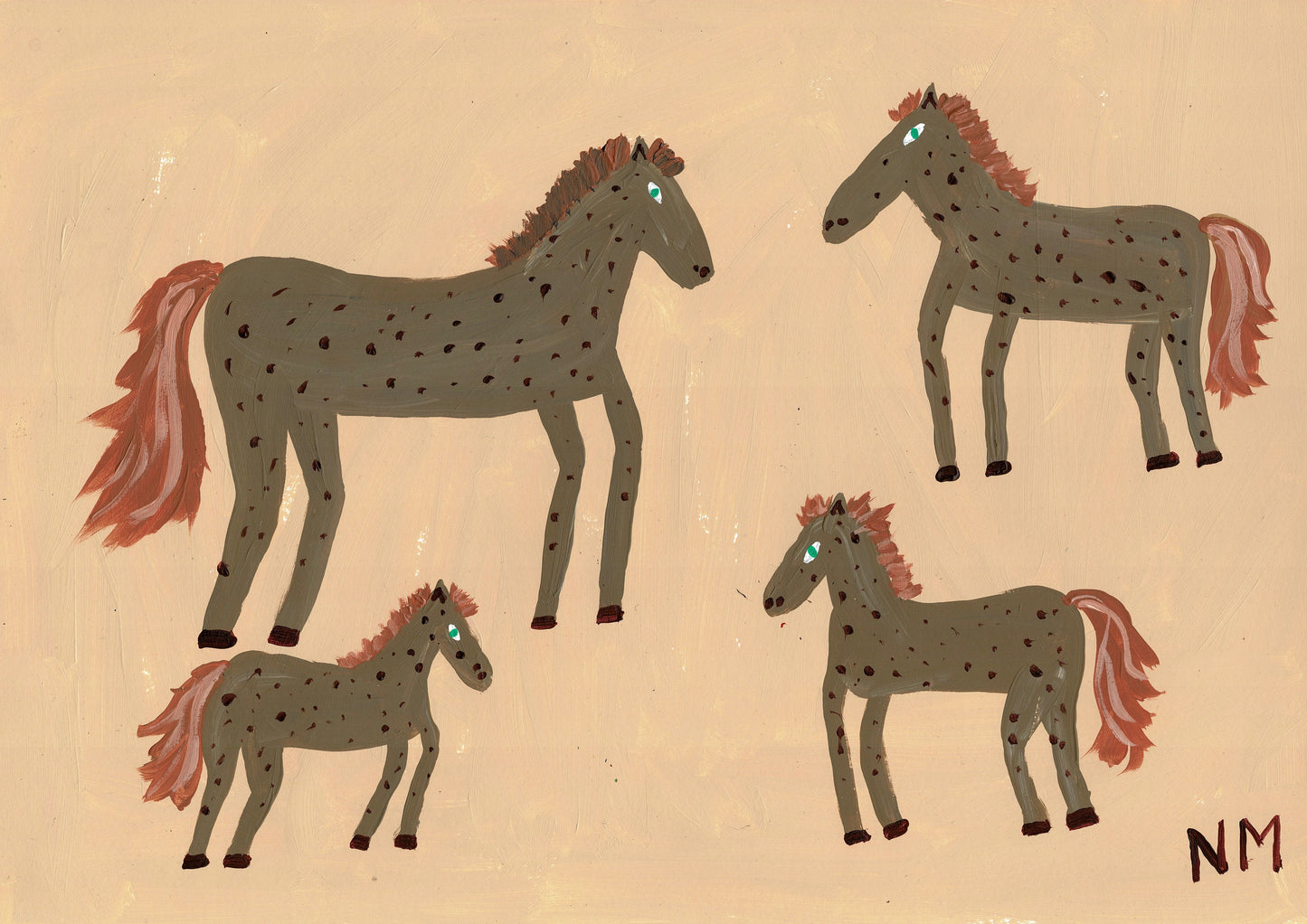 Three baby horses print.