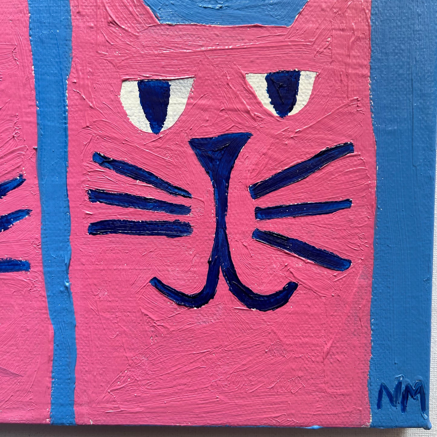 Two pink cats - Original oil painting