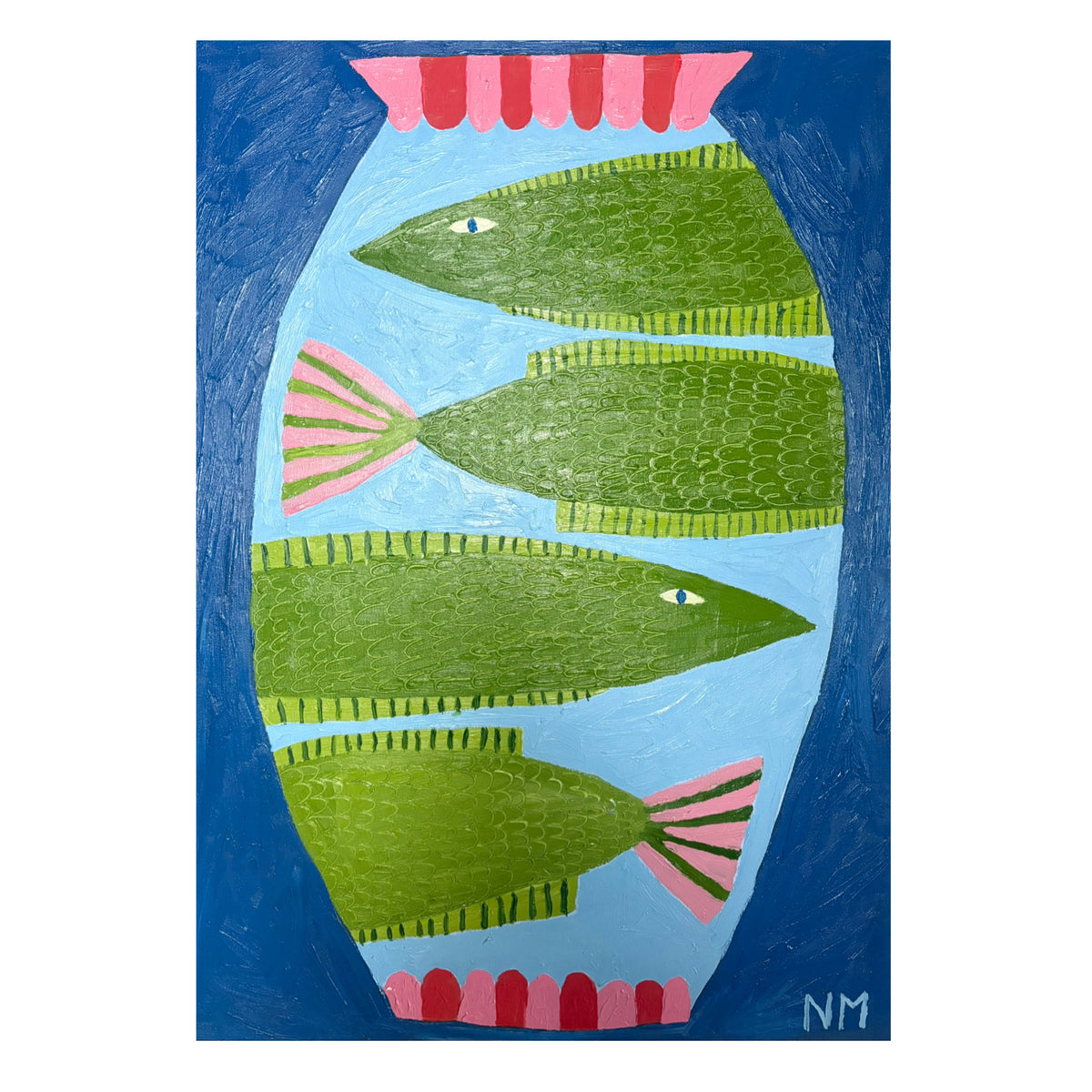 Green fish vase.
