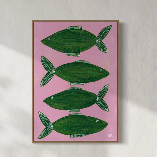 Four green fish